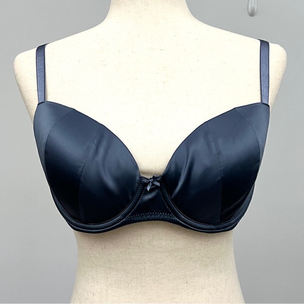 Victoria’s Secret Satin Dream Angels Lined Demi Slate Blue 34DD Beautiful!